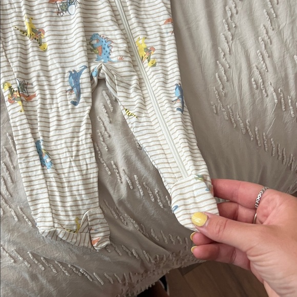 Rayon Bamboo Kids Footie with Dinosaur Print - Picture 4 of 4